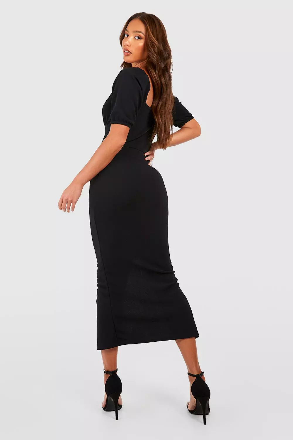 Black Tall Puff Sleeve Sweetheart Midaxi Dress alternative image