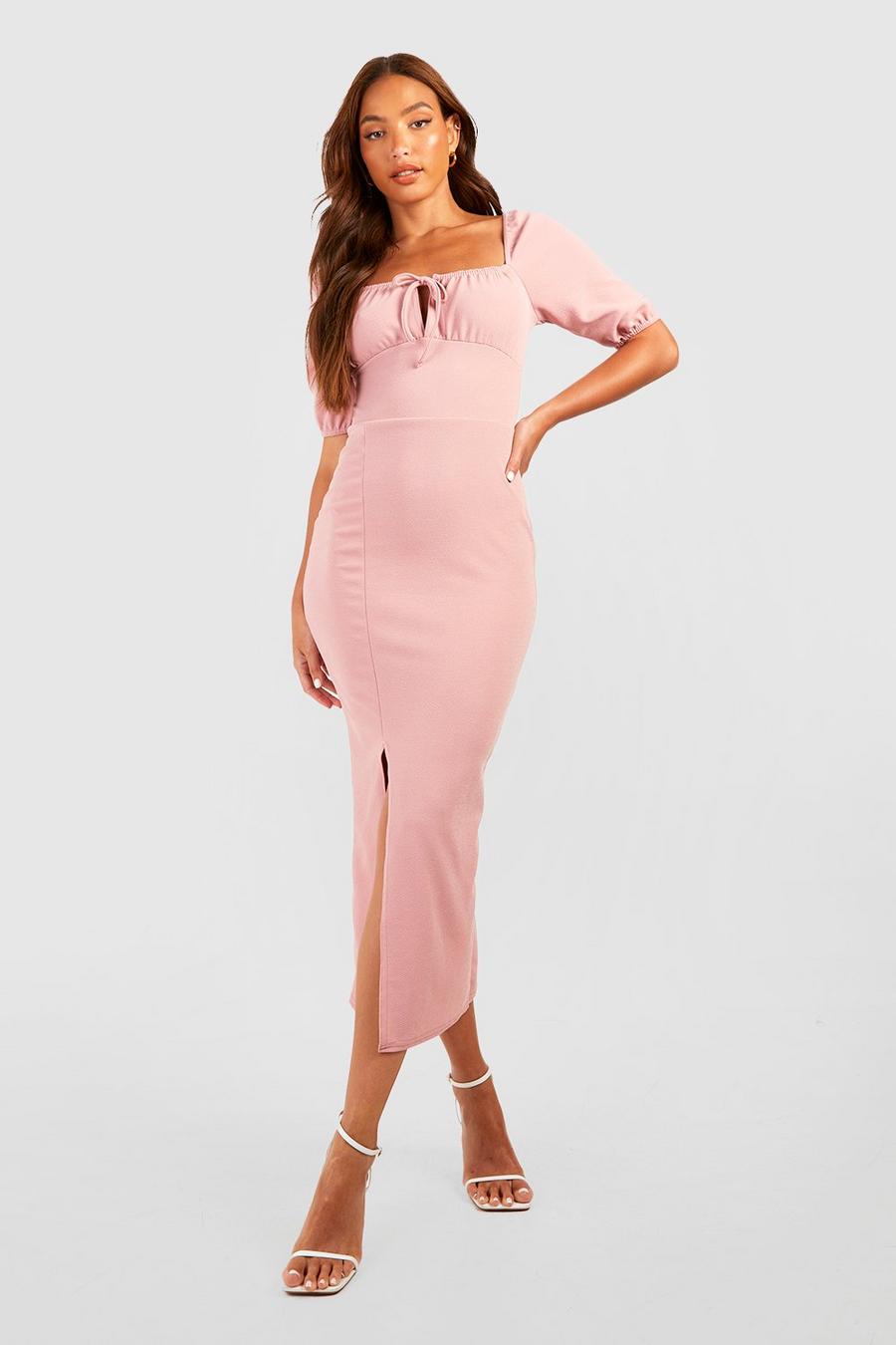Blush pink Tall Puff Sleeve Sweetheart Midaxi Dress
