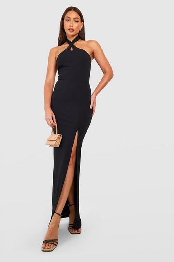 Black Split Leg Dresses Boohoo Uk