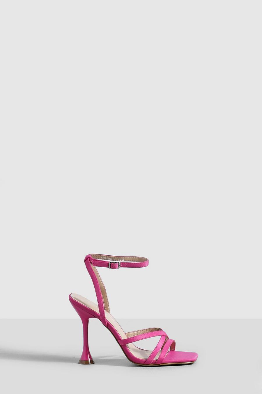 Fuchsia rosa Flared Crossover Barely There Heels
