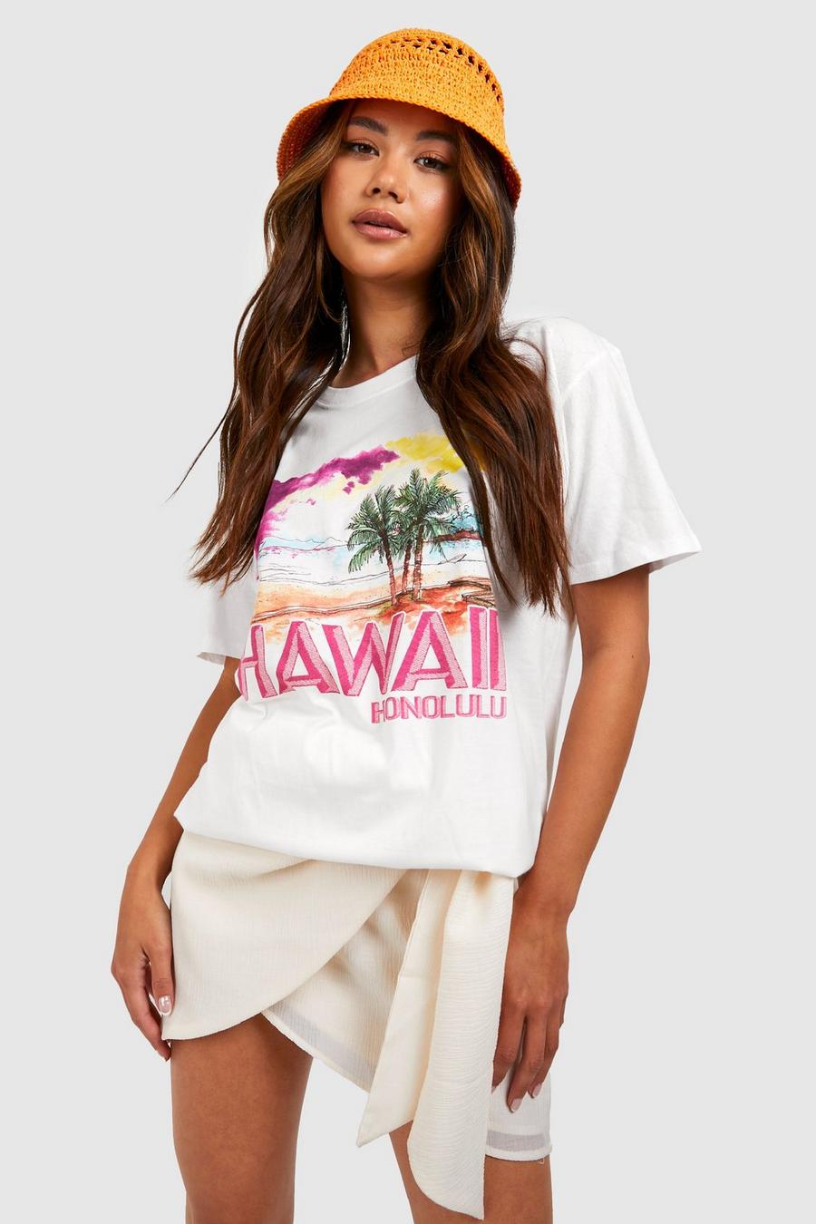 T-shirt con grafica Hawaii, White bianco