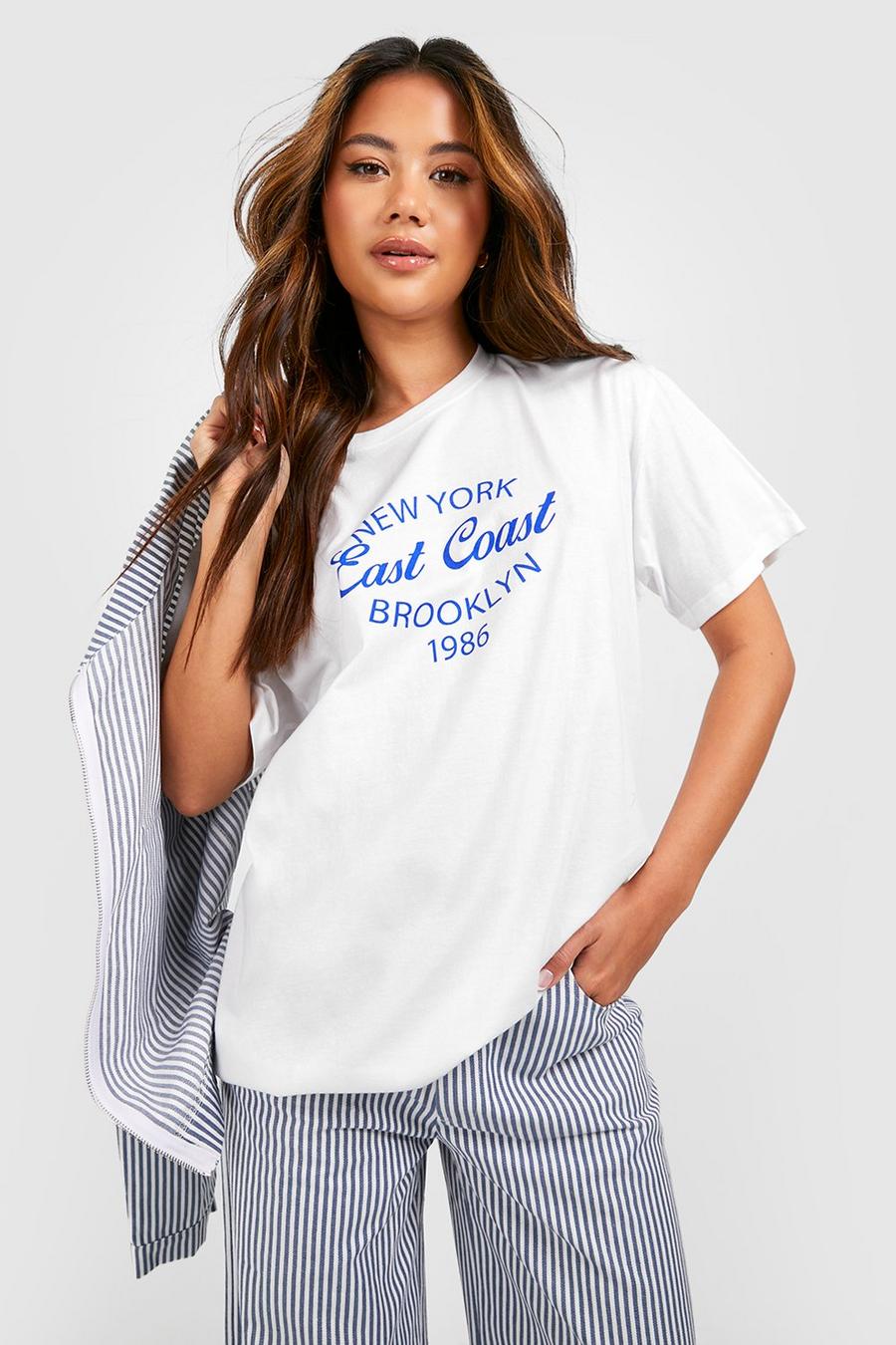 T-Shirt mit New York East Coast Print, White weiß