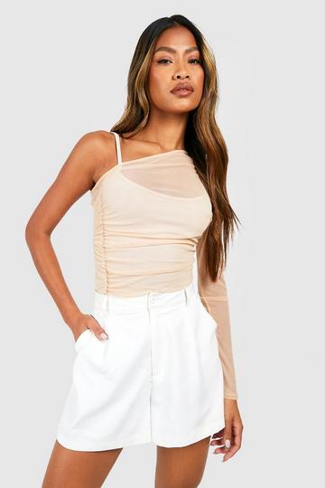 Mesh Bodysuit Met Ruches En Schouders stone