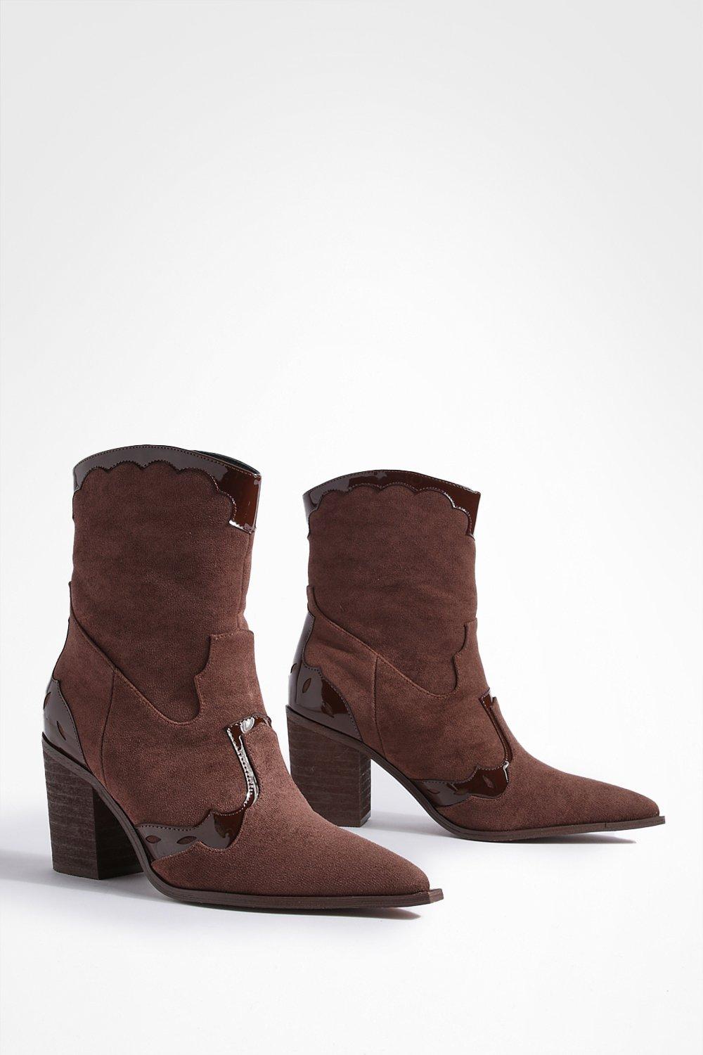 Brown cowboy ankle boots sale