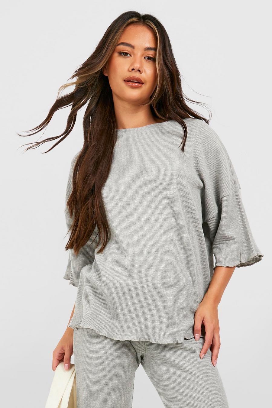 Camiseta oversize de tela gofre con piezas intercambiables, Grey gris