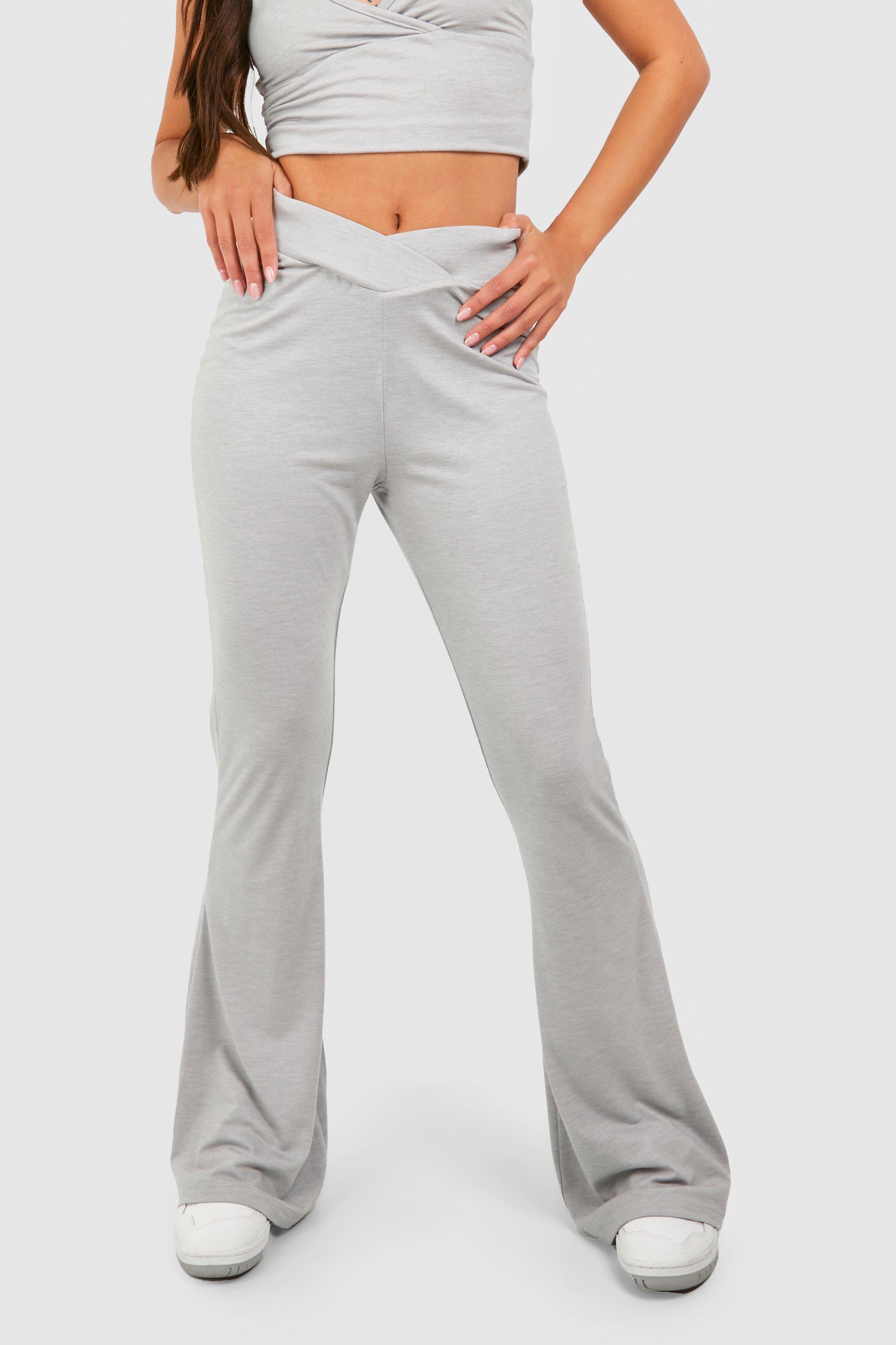 PrettyLittleThing Shape Grey Marl Jersey Flared Trousers PLT