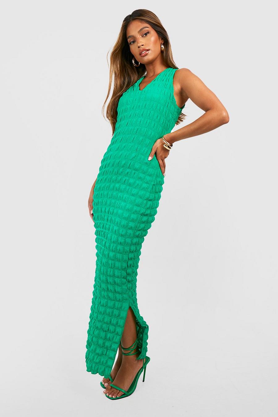 Bright green Bubble Textured Maxi Dress image number 1