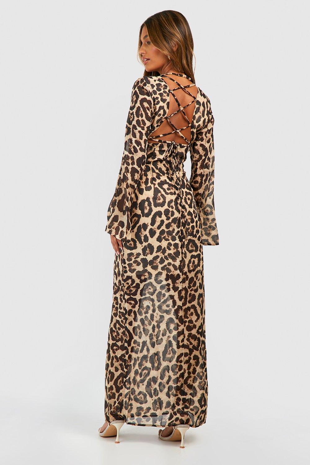 Leopard print 2024 shirt maxi dress