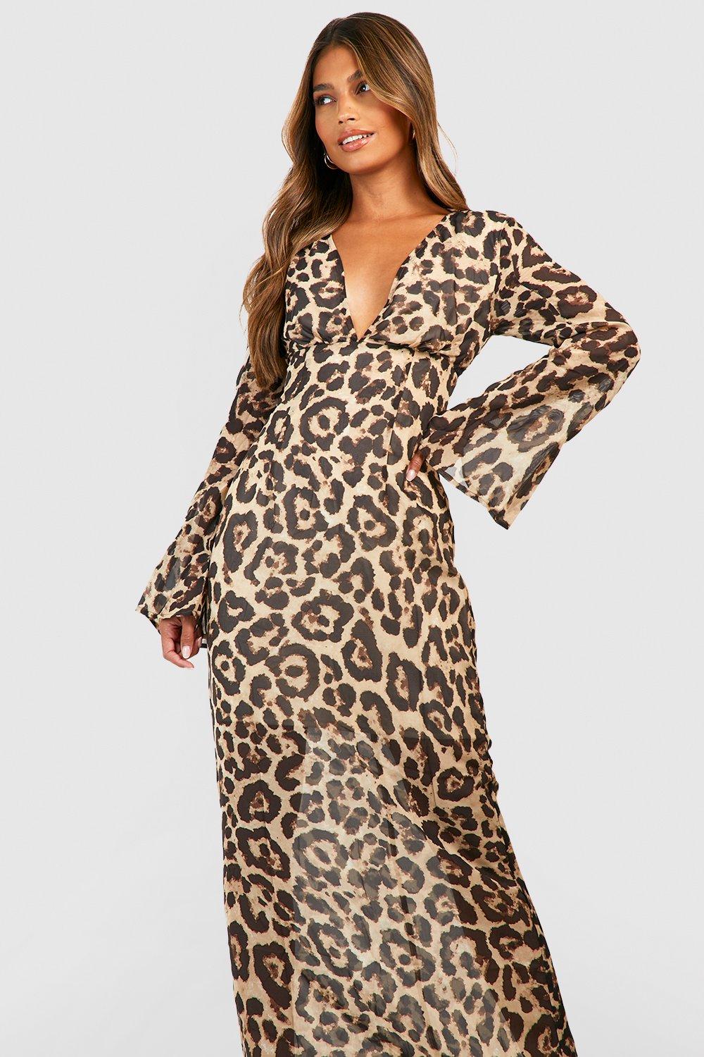 Leopard print 2025 chiffon maxi dress