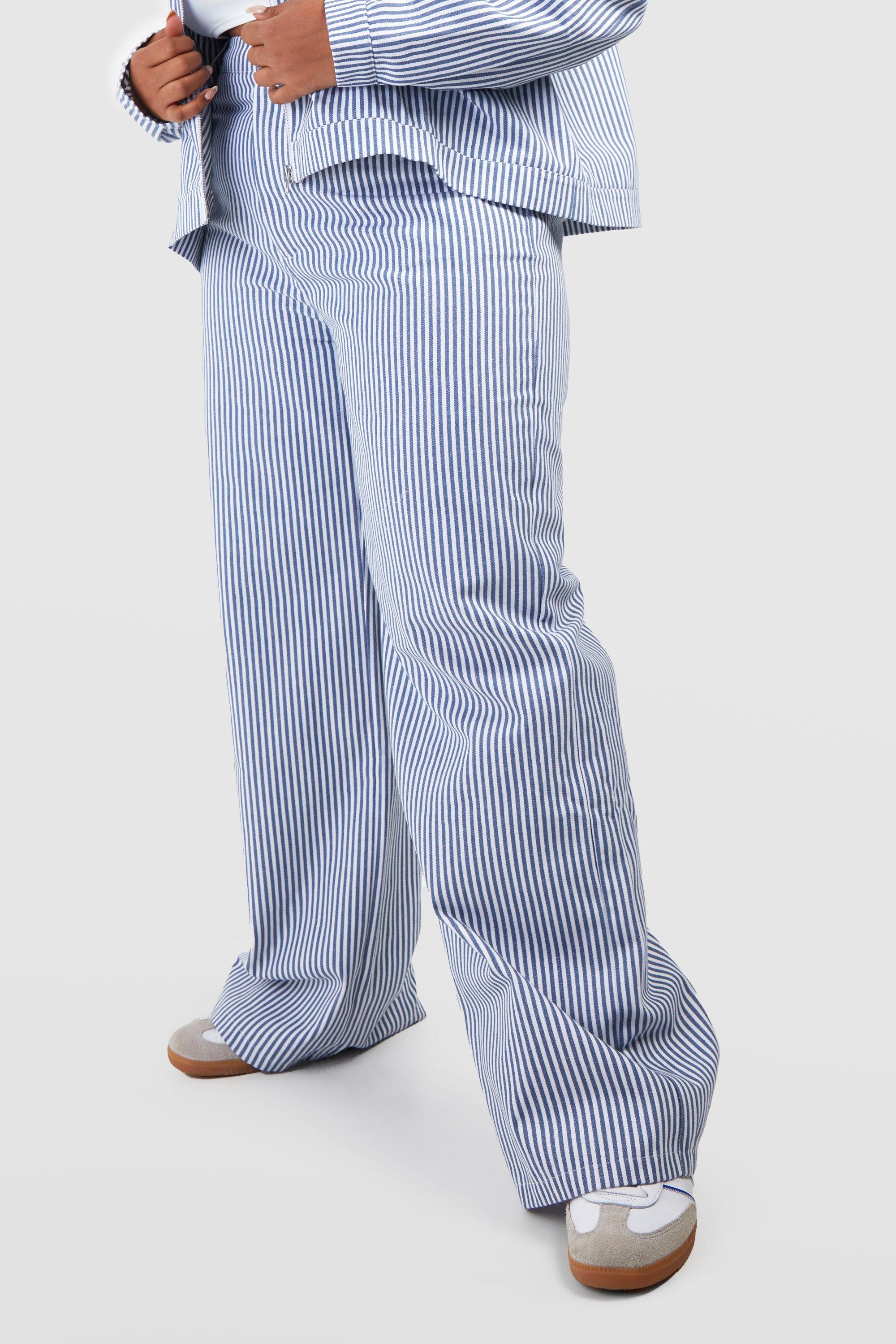 Plus Denim Stripe Wide Leg Jean boohoo