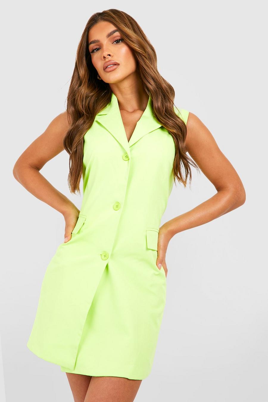 Lime Sleevless Blazer Dress image number 1