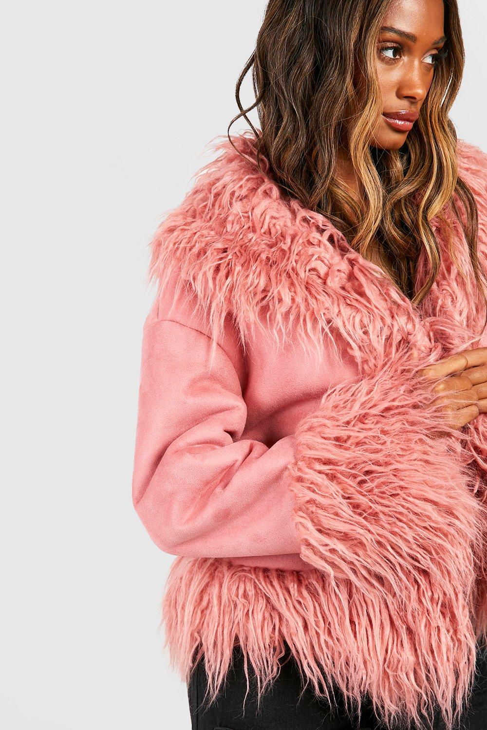 Parka with shop pink fur trim