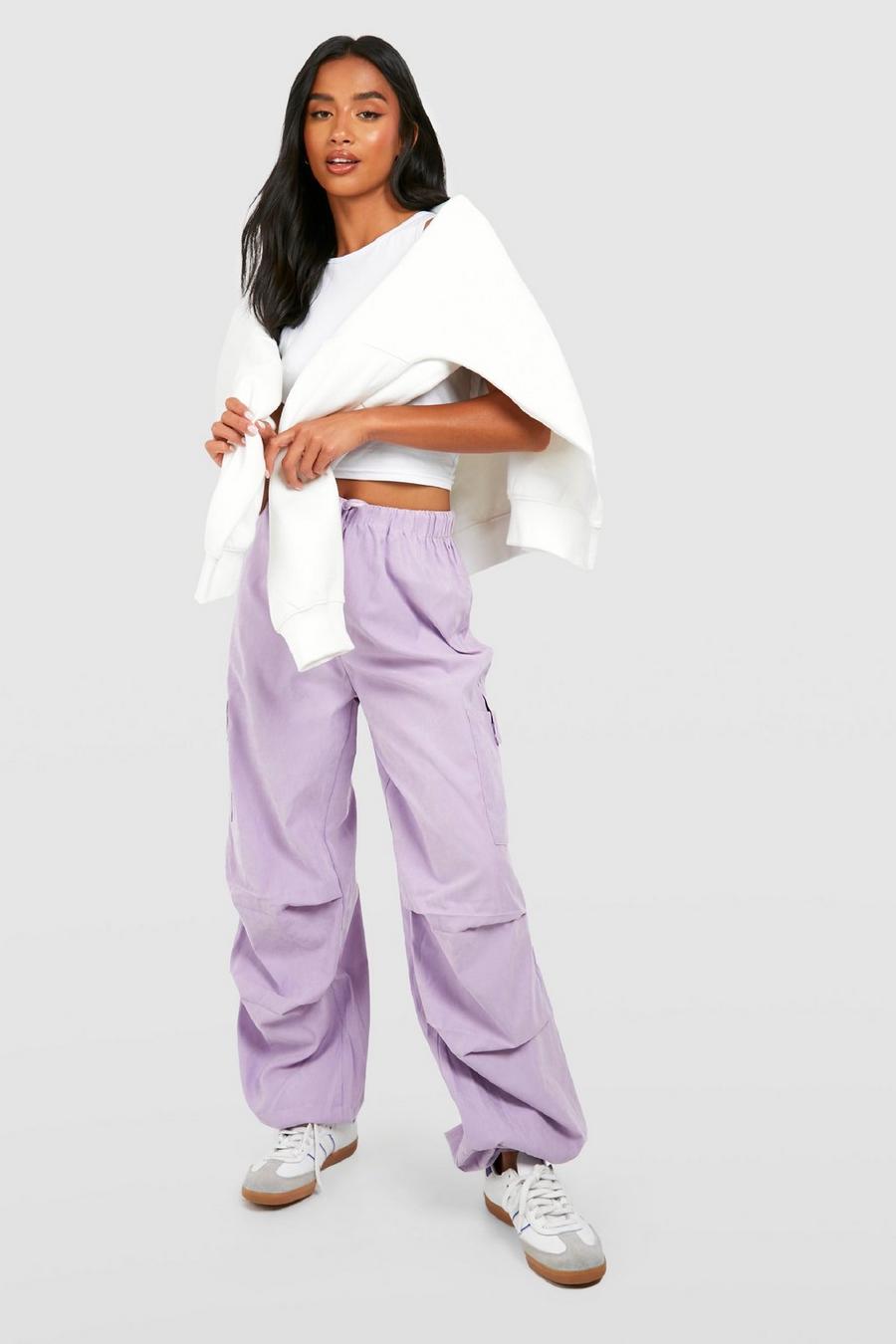 Lilac Petite Relaxed Soft Touch Woven Cargo Jogger image number 1