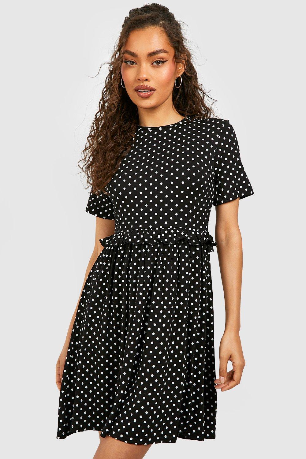 Polka Dot Smock Dress boohoo