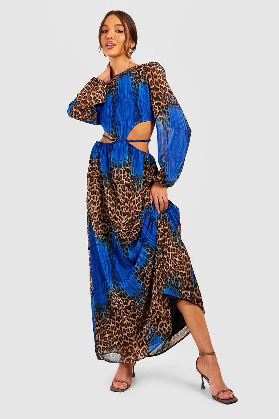 Brown Långklänning med ombréeffekt och leopardmönster image number 1