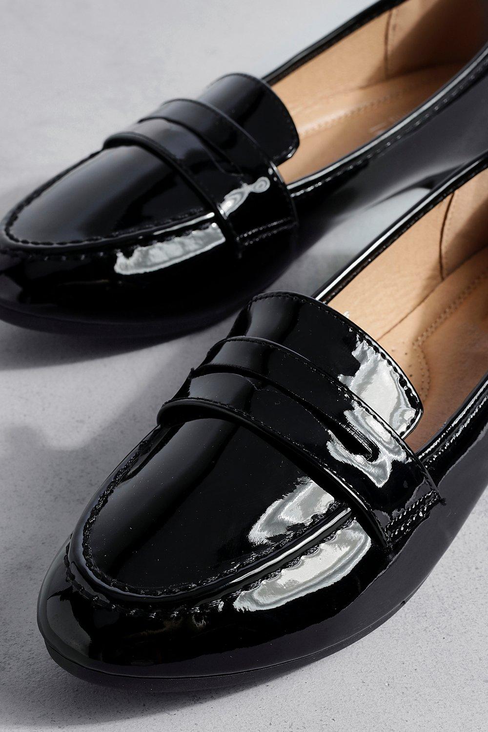 Black patent store loafers womens uk