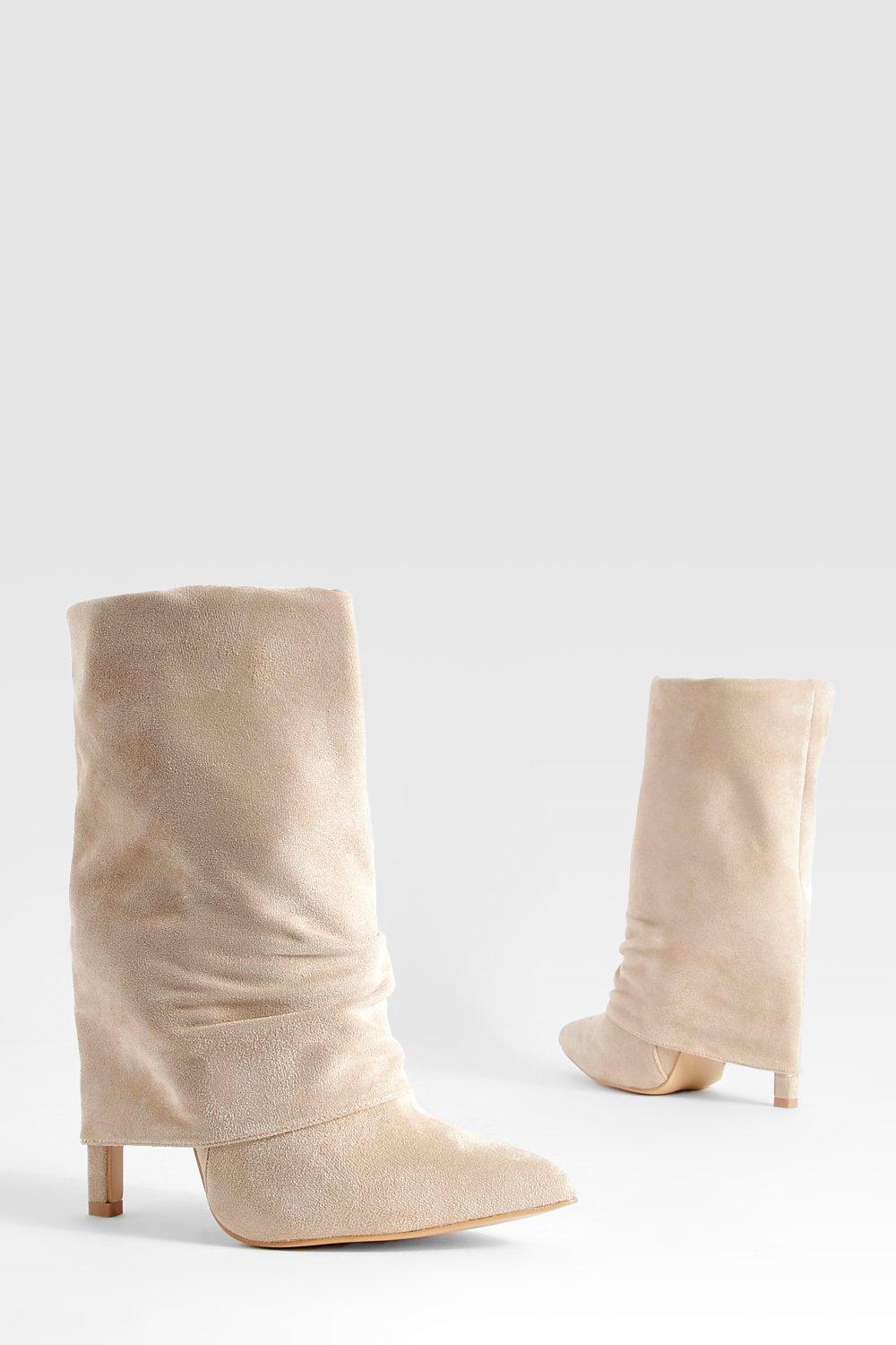 Beige wide calf clearance boots