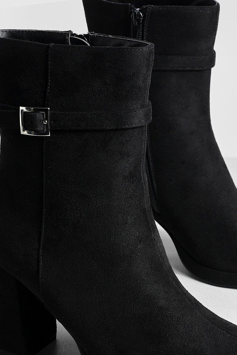 Platform Ankle Boots with Buckles