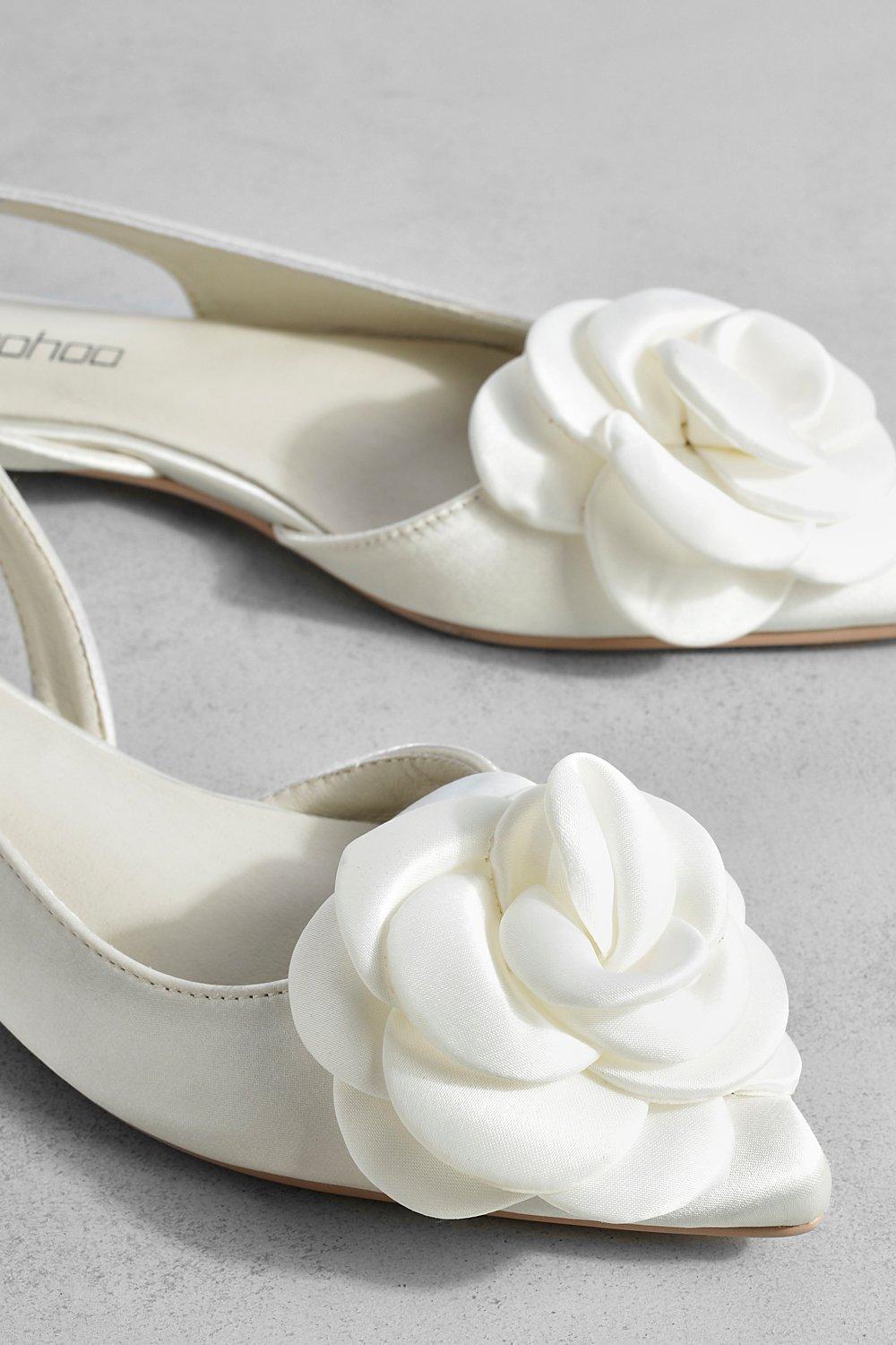 Ivory satin online flats