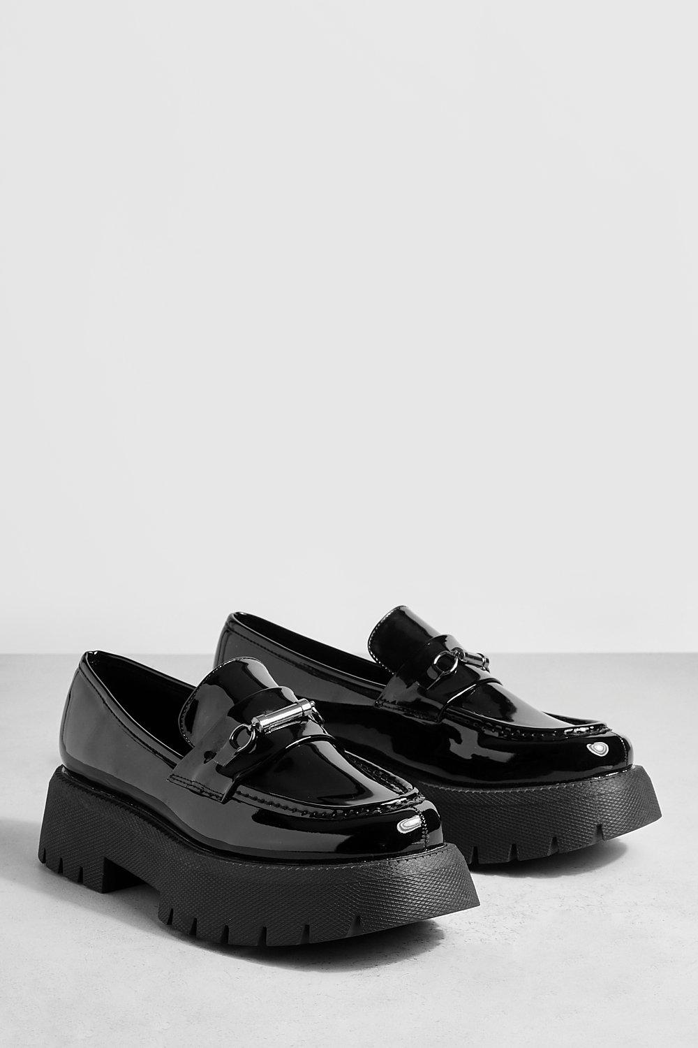 Brede Loafers Met Plateauzool Dikke Zool En T Bar boohoo