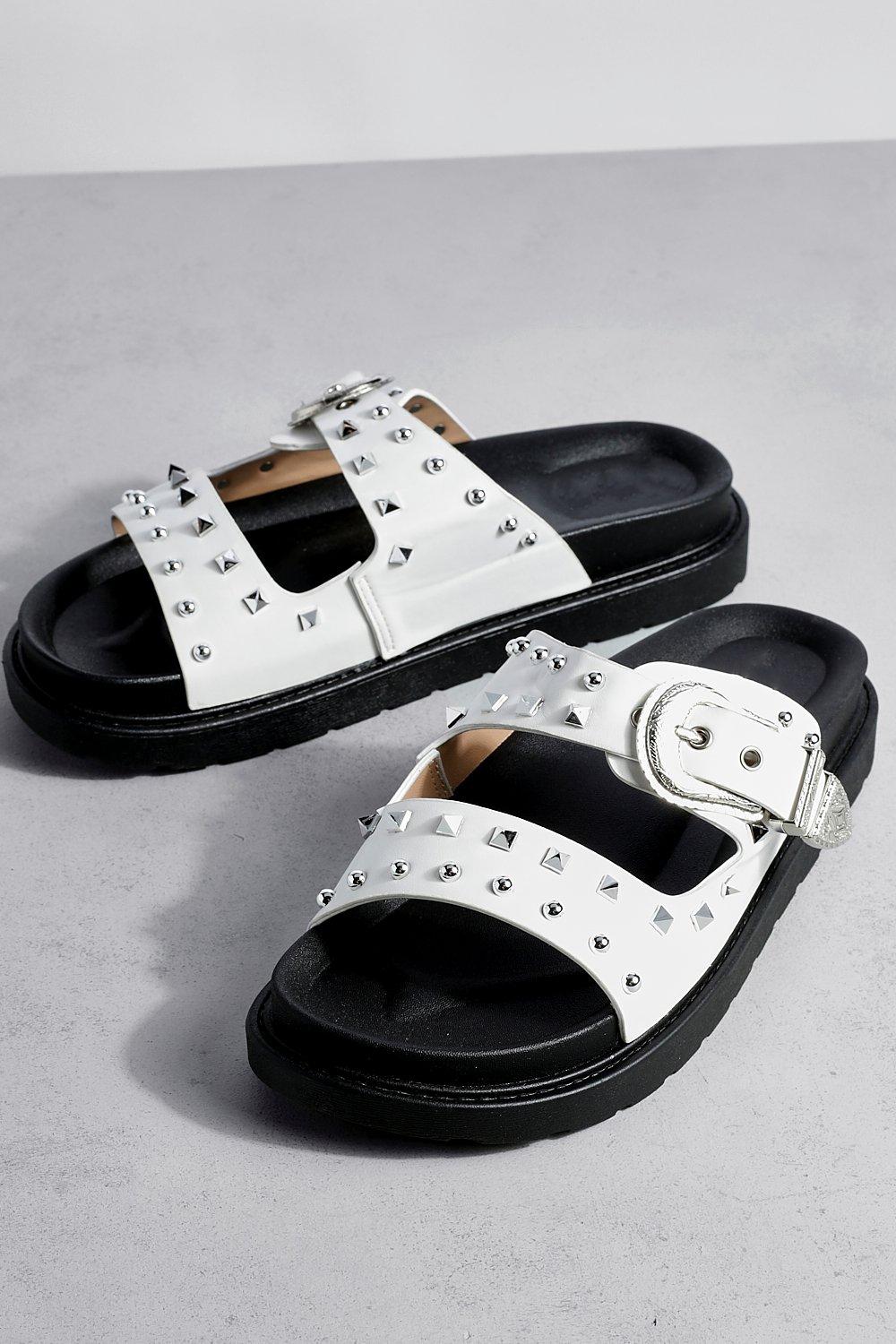 Studded sliders online womens