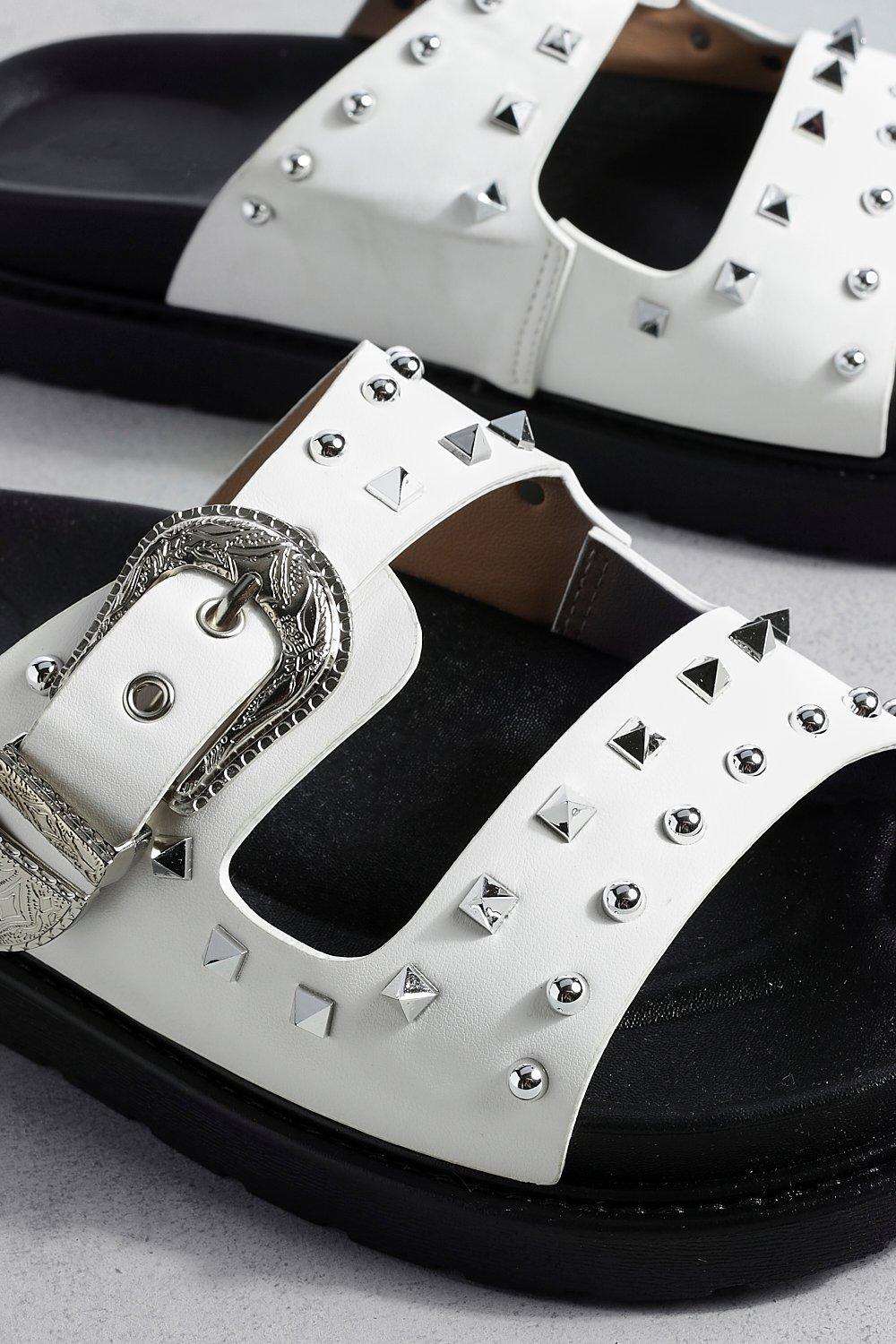 Silver hot sale studded sliders