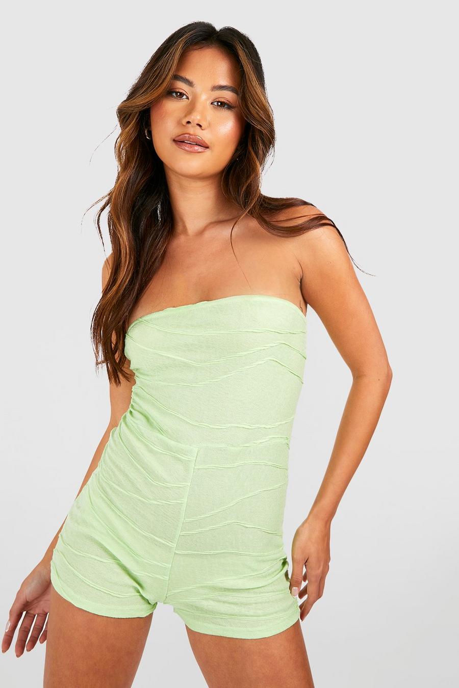 Lime green Bandeau Seam Detail Playsuit