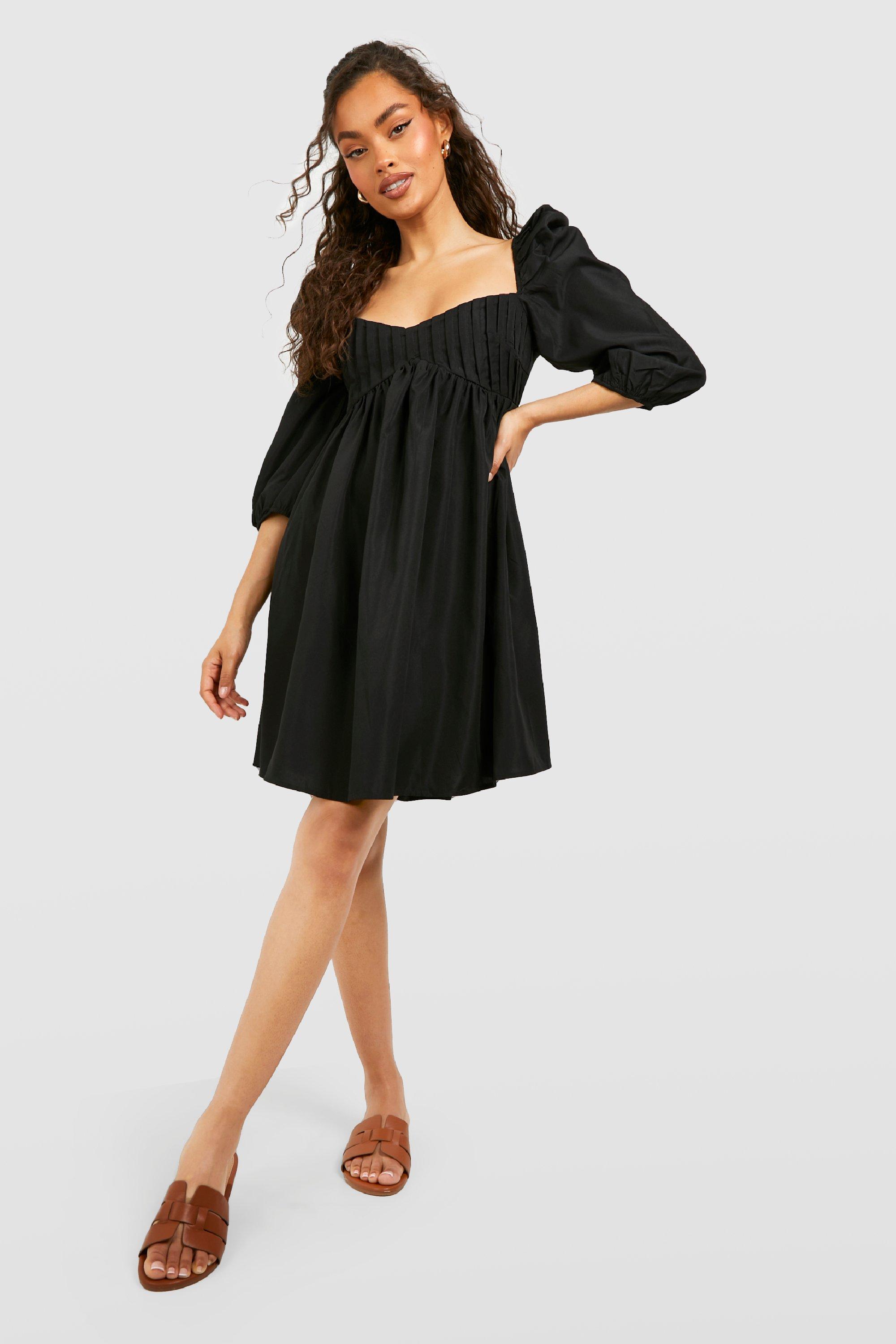 Puff Sleeve Sweetheart Neck Mini Smock Dress