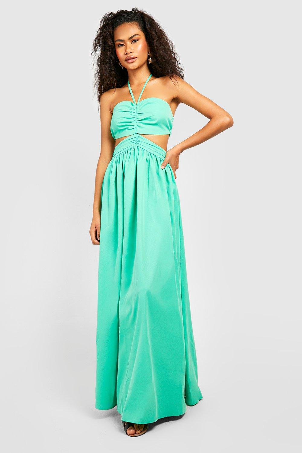 Women s Strappy Halterneck Cut Out Maxi Dress Boohoo UK