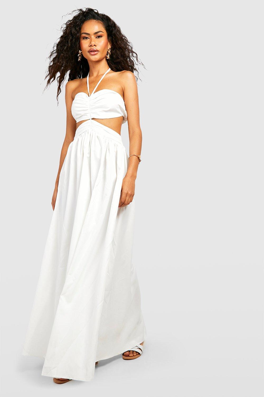 Boohoo white best sale long dress