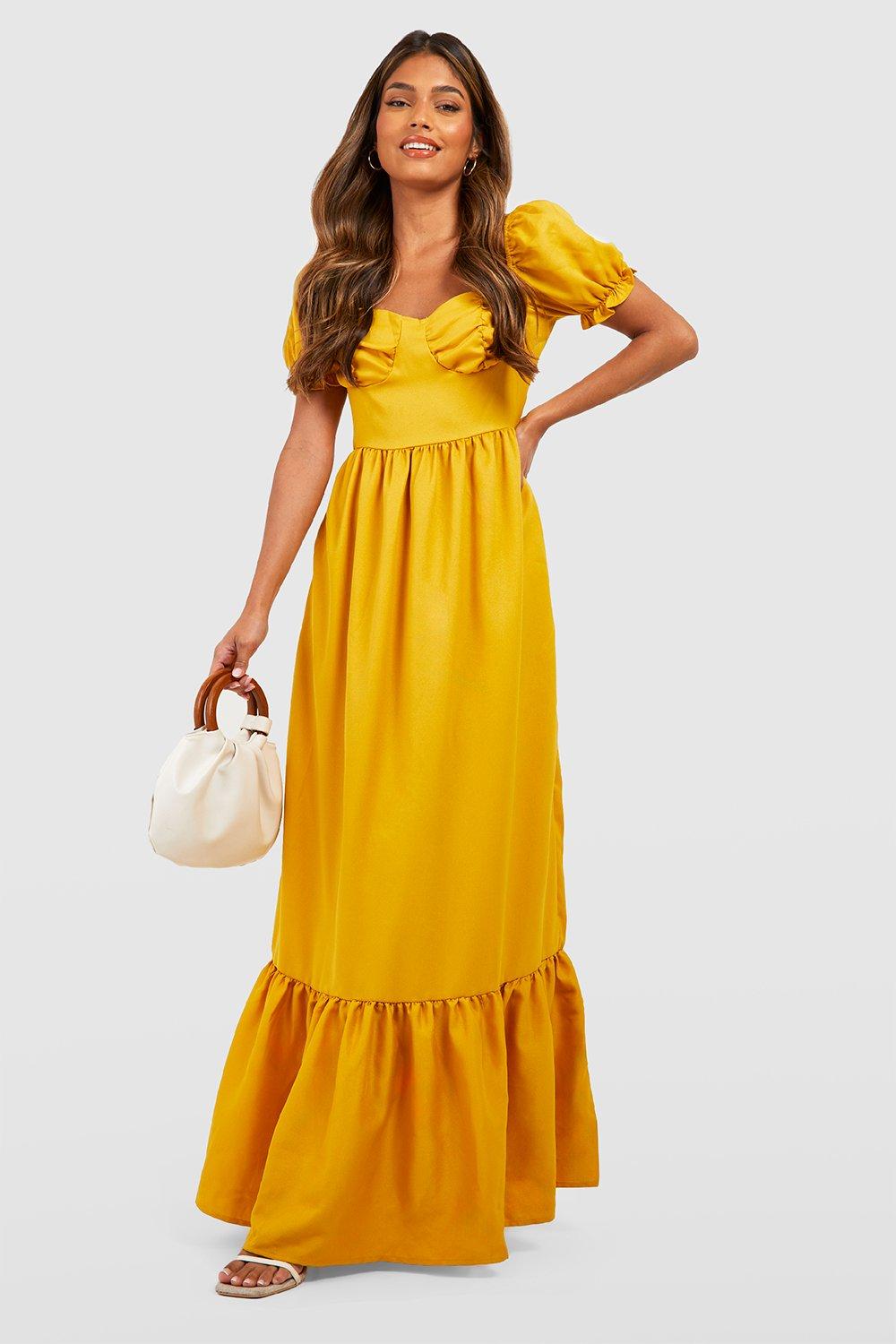 yellow and grey maxi dress