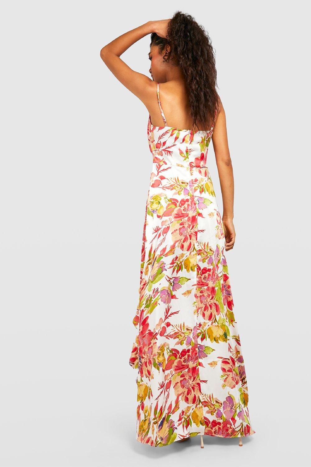 Floral Ruffle Maxi Slip Dress