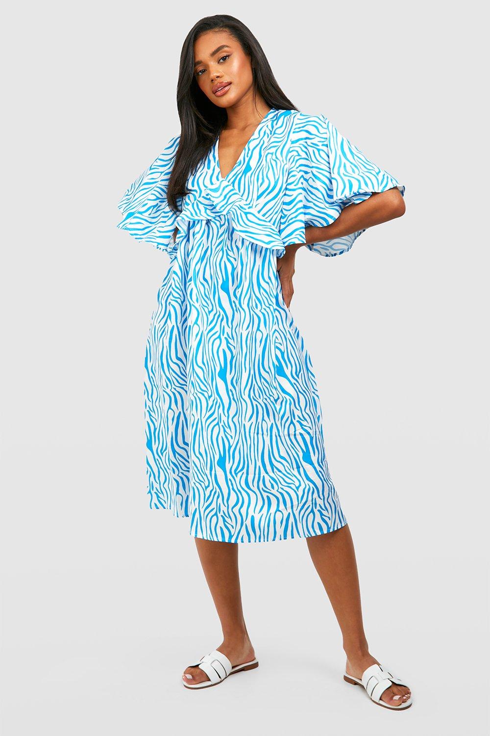Boohoo blue leopard print dress best sale