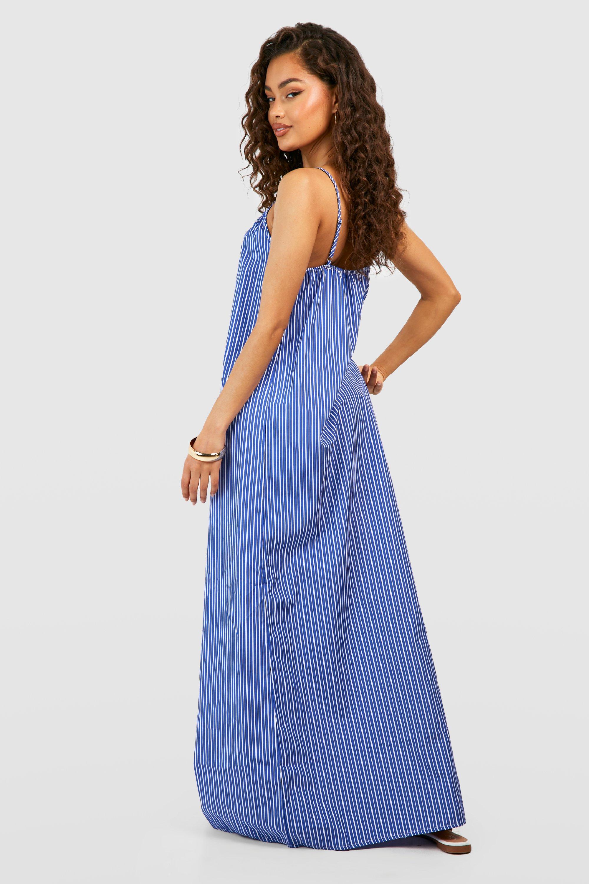 Cotton striped sales maxi dress