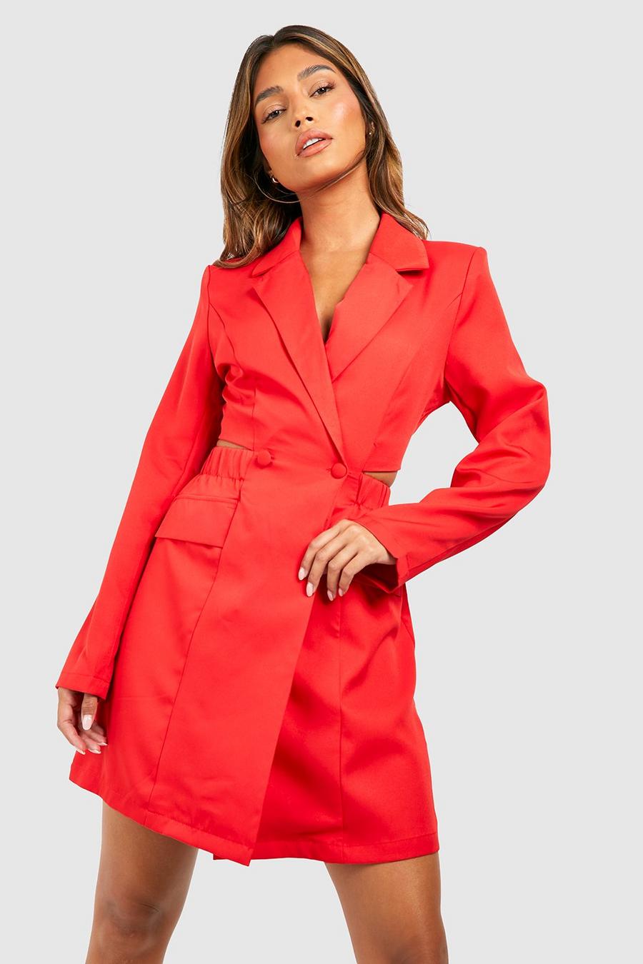 Red Cut Out Mini Blazer Dress