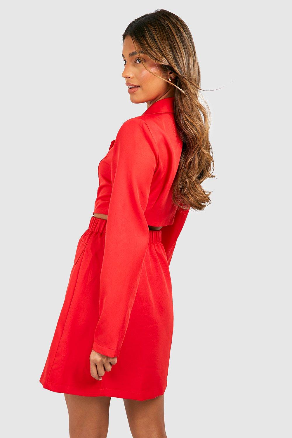 Boohoo red hot sale blazer dress