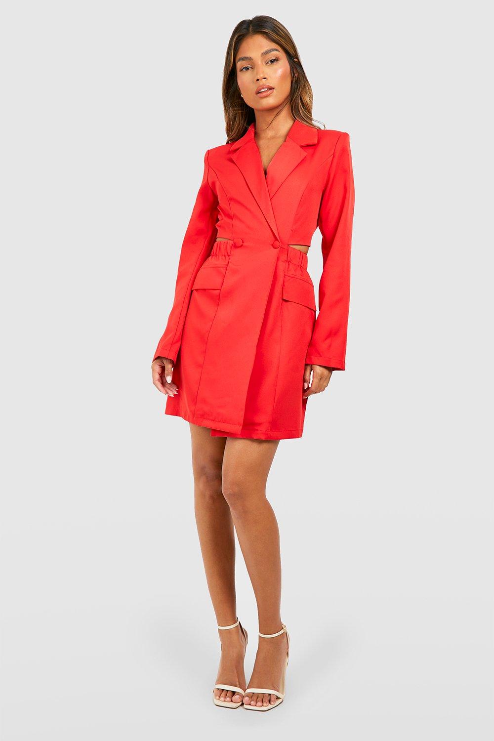 Boohoo red 2025 blazer dress