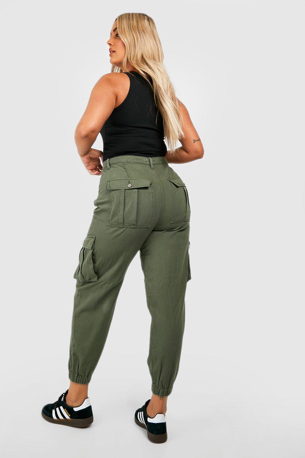 Women's Plus Khaki Cargo Jeans