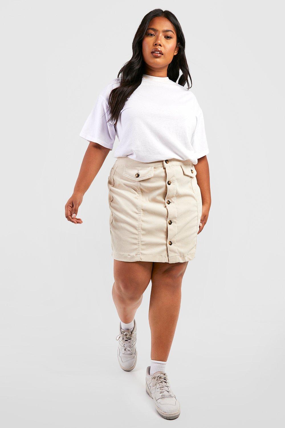 Button front shop skirt plus size