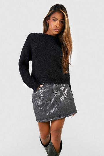 Oversized Fluffy Knit Jumper black