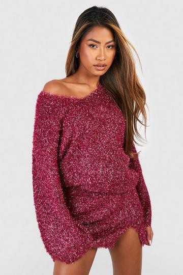 Tinsel Knit Mini Skirt magenta