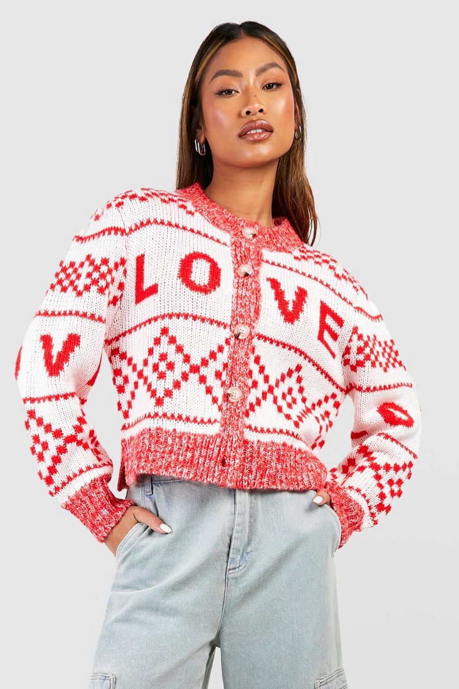 Red Love Vintage Look Soft Knit Cardigan image number 1