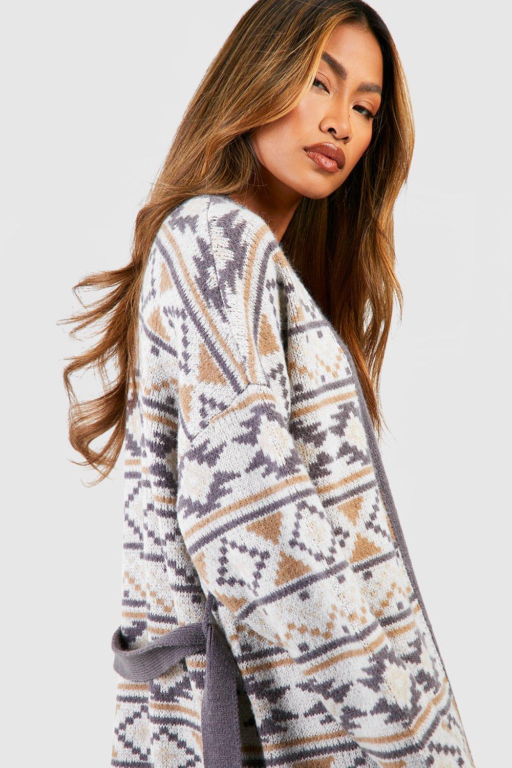 Women's Aztec Sleeve Cable Knit Sweater