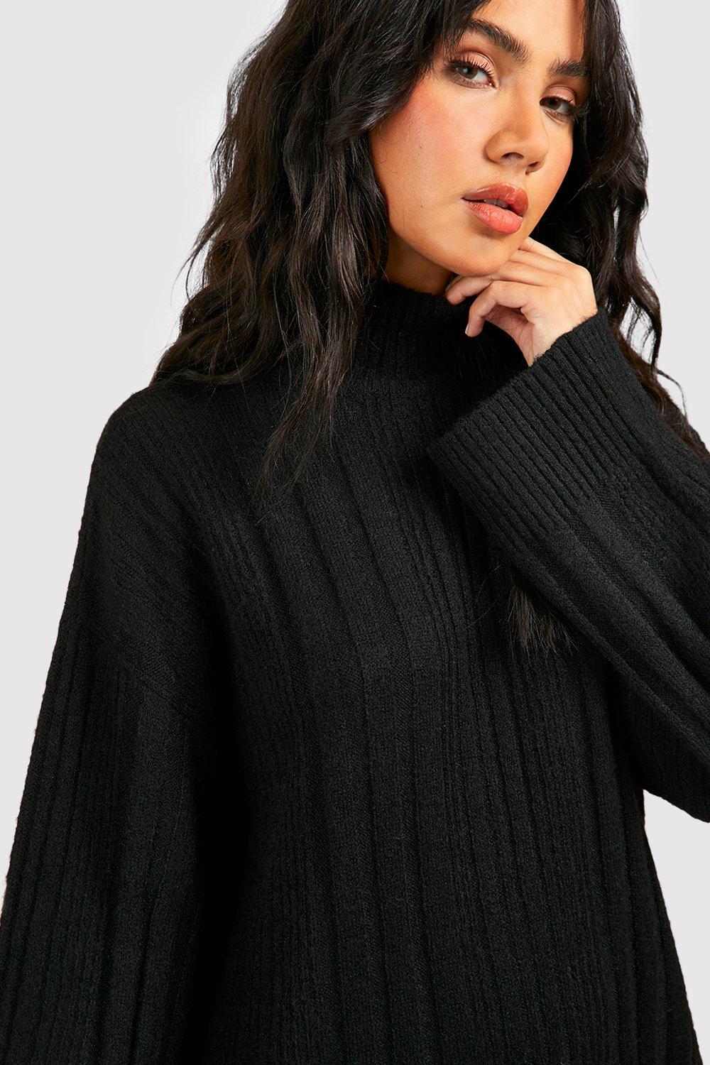 Soft Mixed Rib Knit Sweater Dress