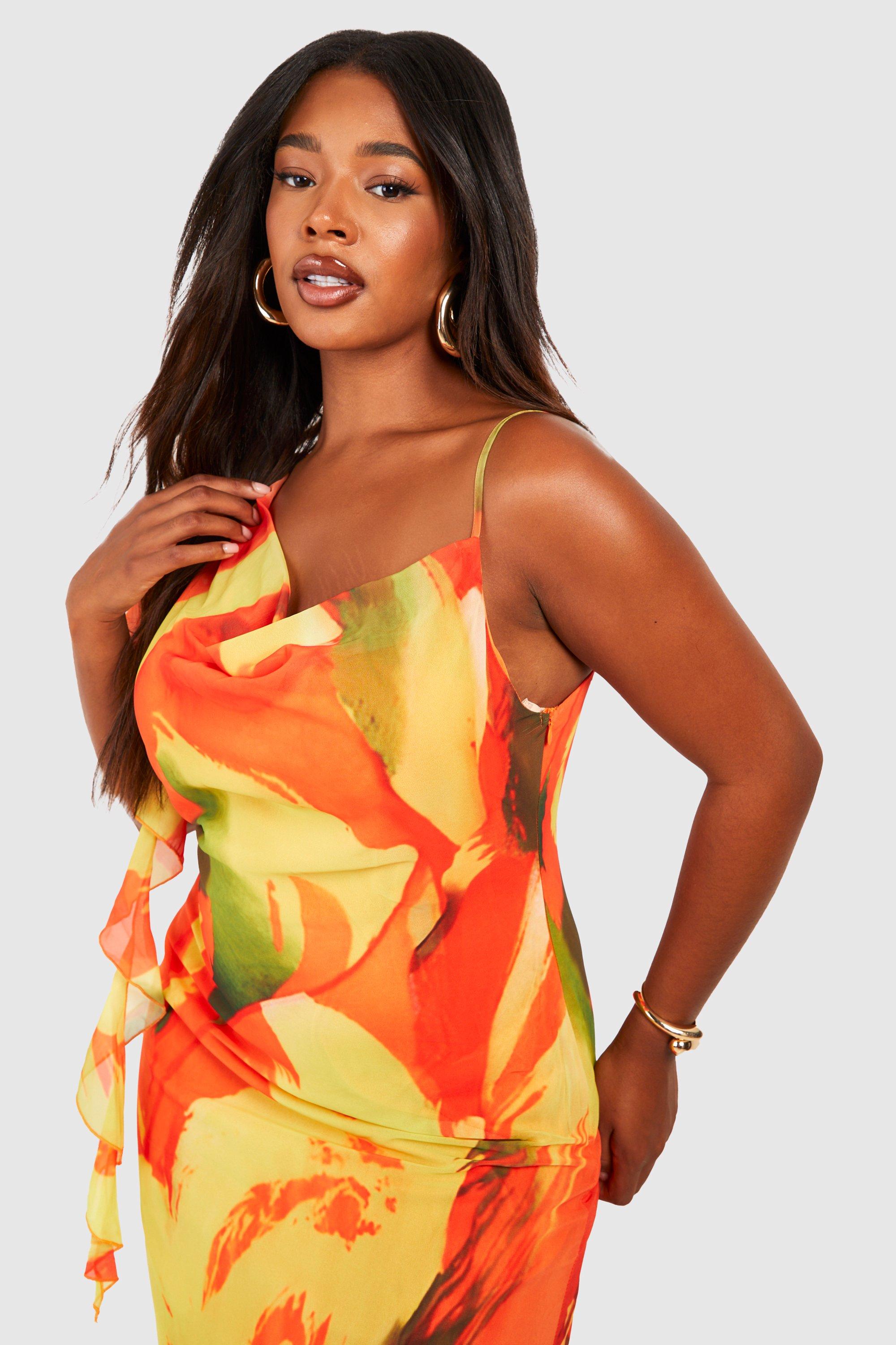 Boohoo orange maxi on sale dress