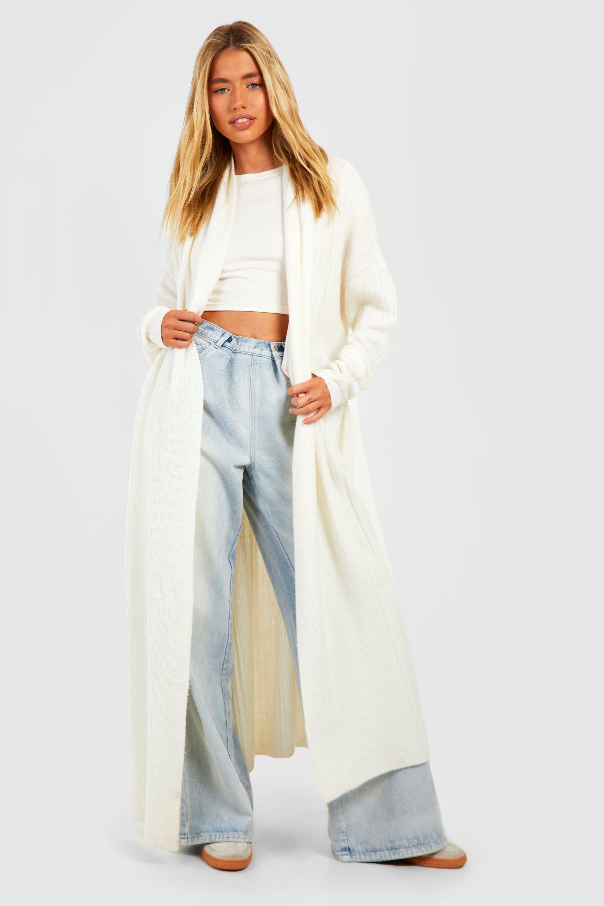 Soft Knit Mixed Rib Belted Maxi Cardigan | boohoo