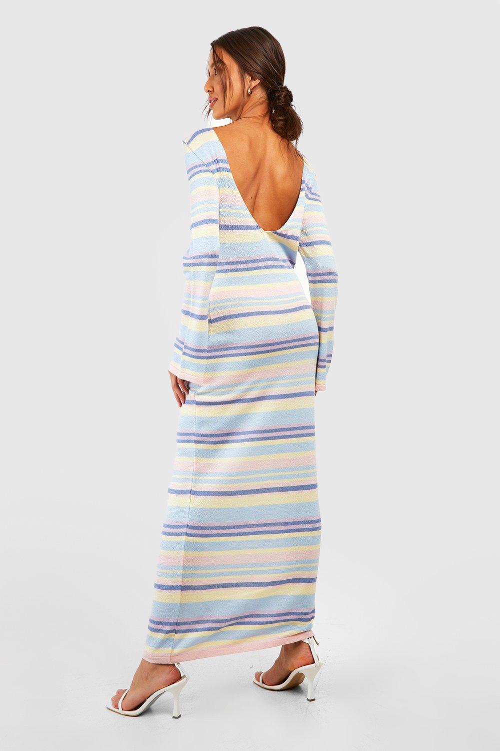 Boohoo striped best sale maxi dress