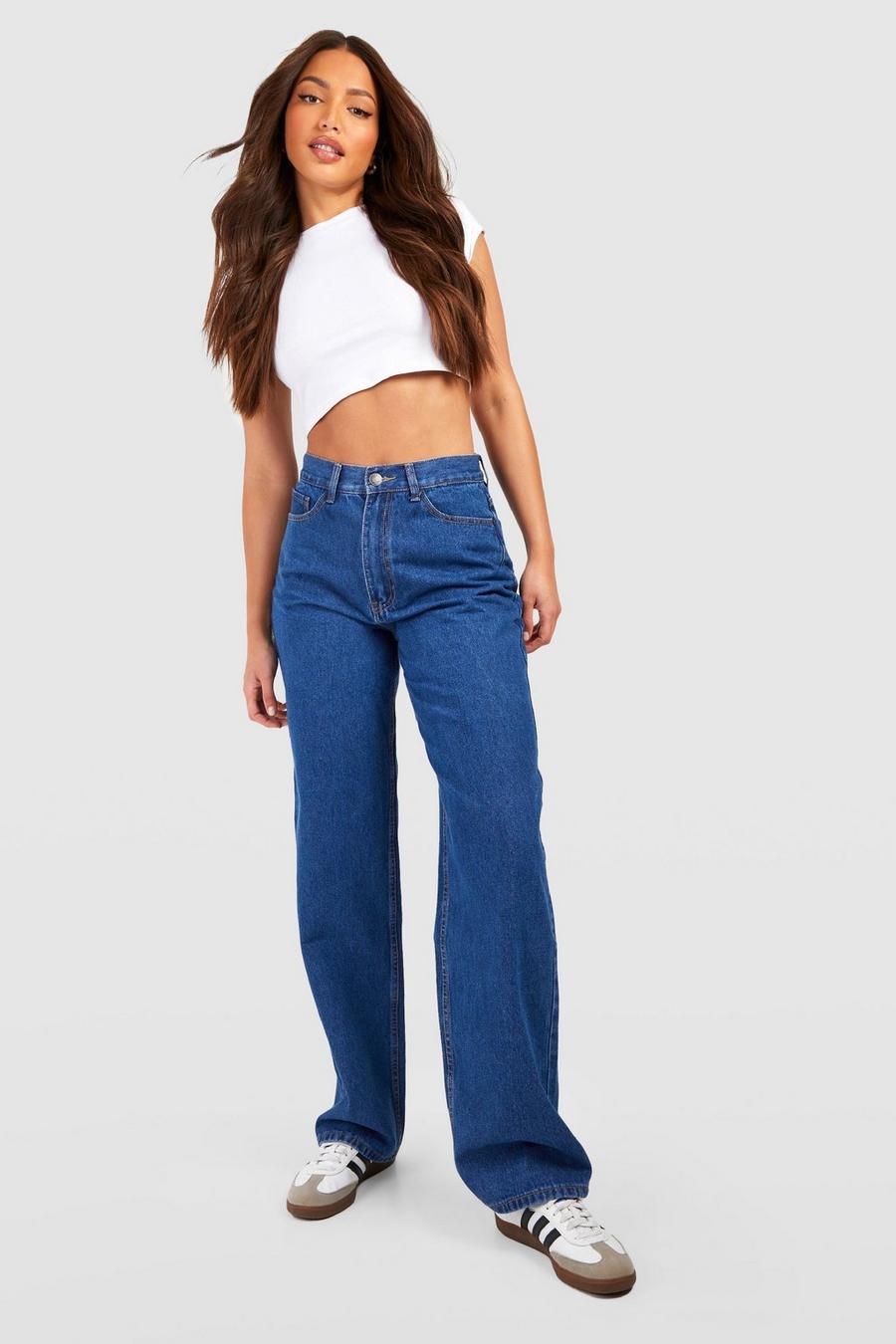 Mid blue Tall Middelblauwe High Rise Boyfriend Jeans image number 1