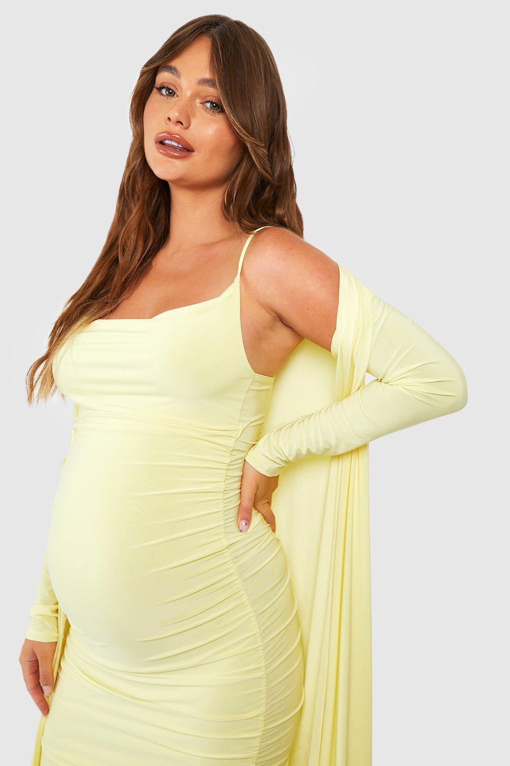 Buy Boohoo Maternity Strappy Cowl Neck Dress And Duster In Green