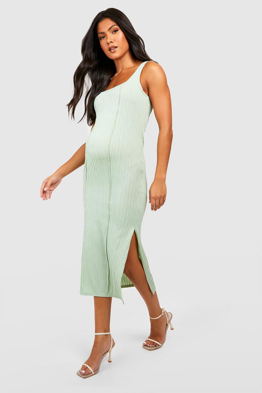 Sage Maternity Textured Square Neck Midaxi Dress image number 1
